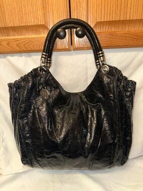 STUART WEITZMAN Large Leather Shoulder Bag Dark Brown NWOT